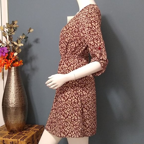 Timing Multicolor Blouson Knit Short Dress Size Small Scoop Neck 3/4 Sleeve - Picture 7 of 8